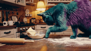 Bad Bella making scones in a flour mess.