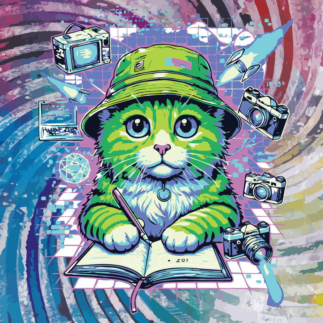 E.V. with her notebook and cameras.