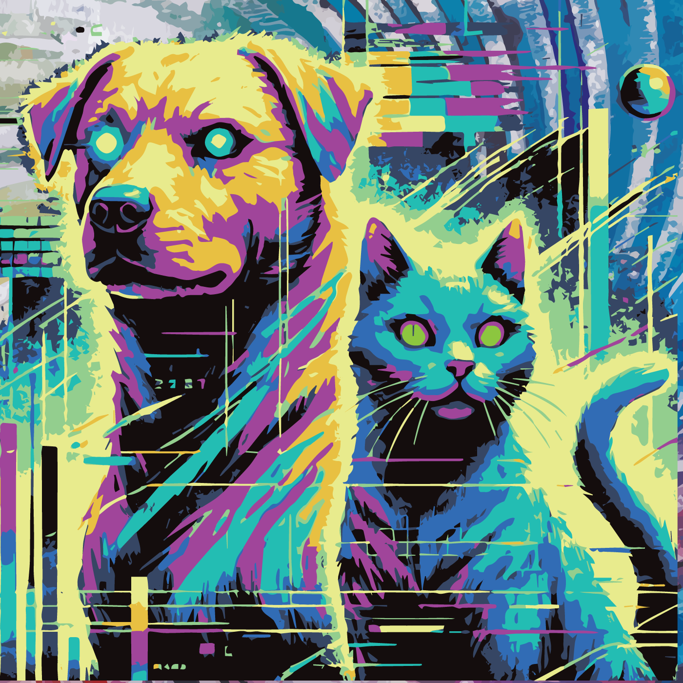 Cyberpunk glitchcore Bad Bella and Tyson