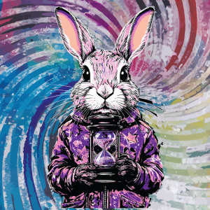 Glitch Bunny with hourglass