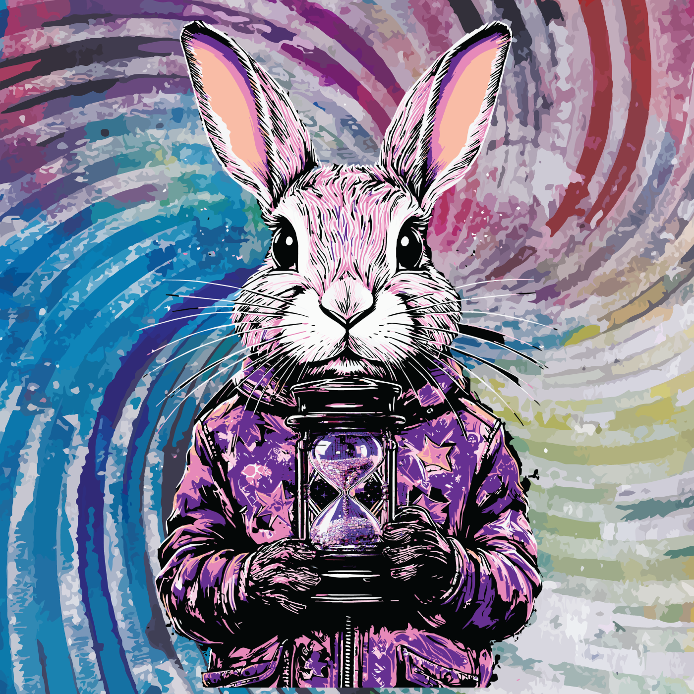 Glitch Bunny with hourglass